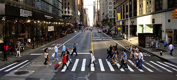 pedestrians crossing a street